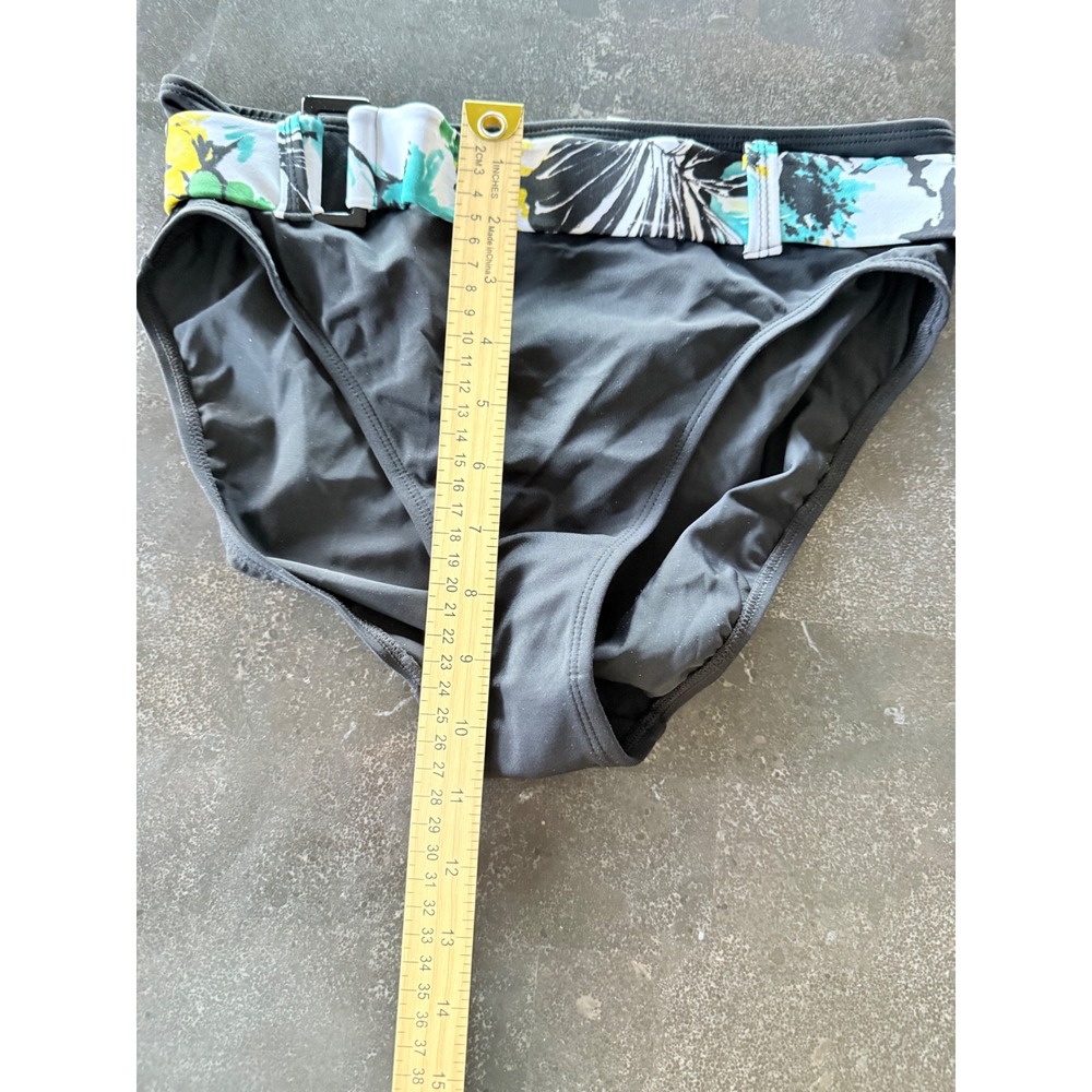 Newport News Swim Womens Floral Halter Bikini Set Belted High Waist Black 10 NEW - Picture 10 of 11